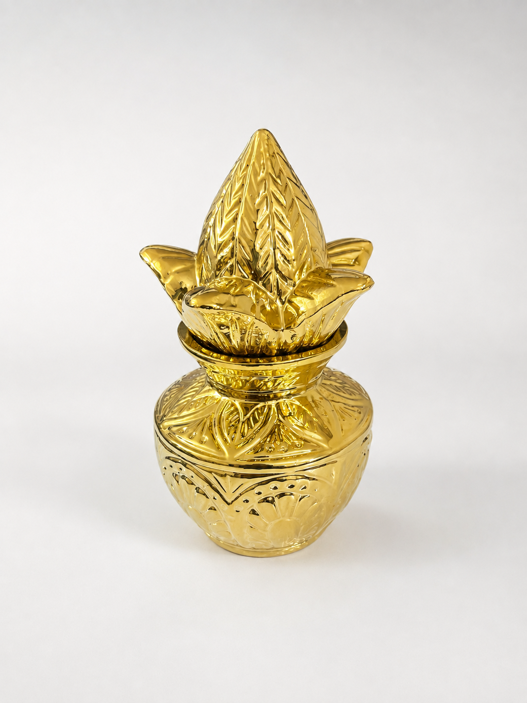 Gold Kalash with Shrifal & Mango Leaves