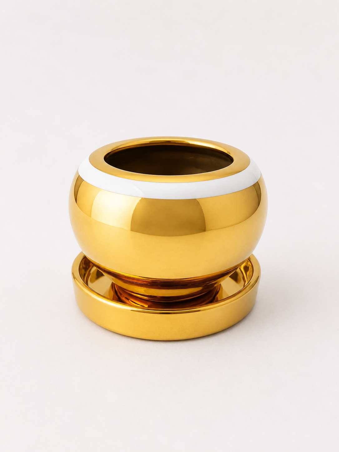 White-Line Round Table Pot